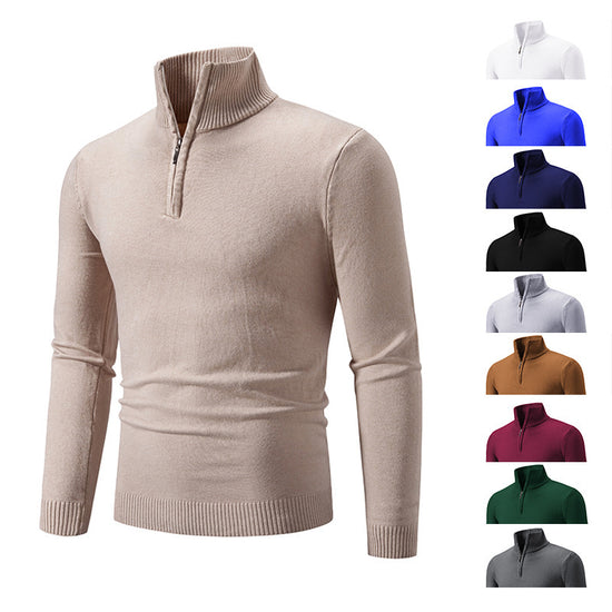 2023 Heren Plus Size Fleece Zip Mock Neck Trui