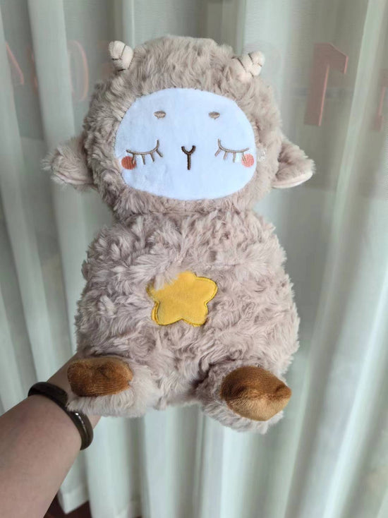 Slaaptrainer Slaap Otter Draagbare Pluche Babyspeeltje met Sensorische Details Muziek Lichtjes & Ritmische Ademhalingsbeweging