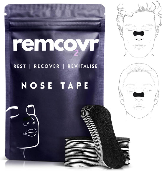 Remcovr Nasal Strips for Breathing - 30 Nose Breathing Strips for Enhanced Oxygen Intake - Strong Adhesive Nasal Strips for Snoring - Breathing Nose Strips - 1 Month Supply - Nose Strips for Breathing