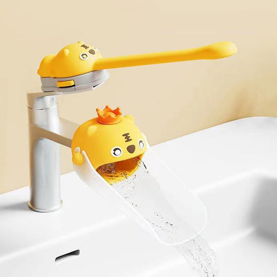 Faucet Handle Extender Set - Tap Handle and Nozzle Extender Childrens Faucet Extender Sink Extender Faucet Animals Extender Kids Hand Wash Helper for Bathroom Sink(2 PCS-Yellow)