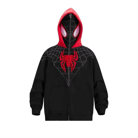 Dynict Men’s Spider Hoodies Unisex Oversize Goth Jacket Y2K Punk Streetwear Zip Up Hoodie Spider caps (X-LargeHoodie)